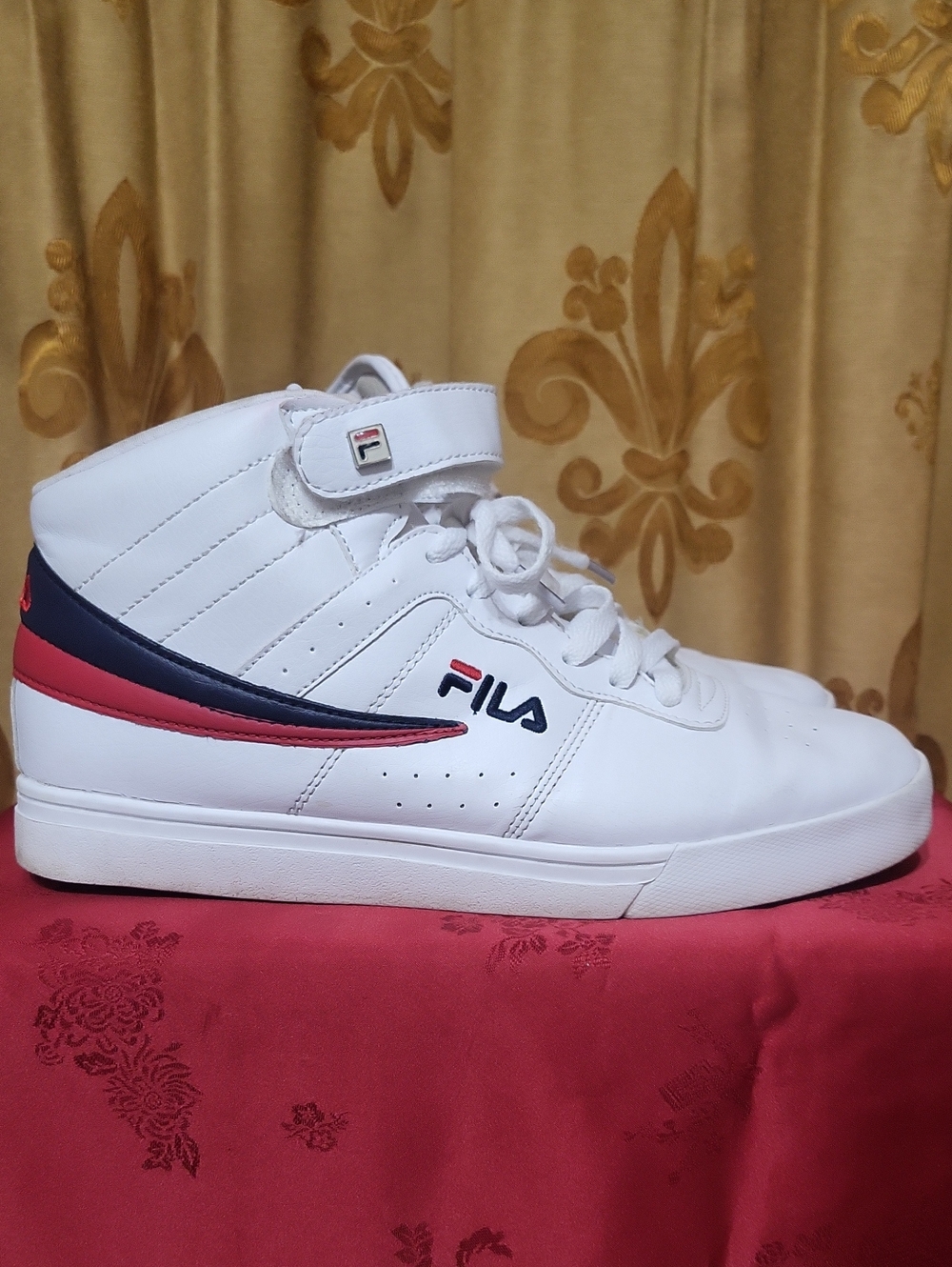 FILA Vulc 10 Mid High-Top Sneakers with Navy & Red Accent